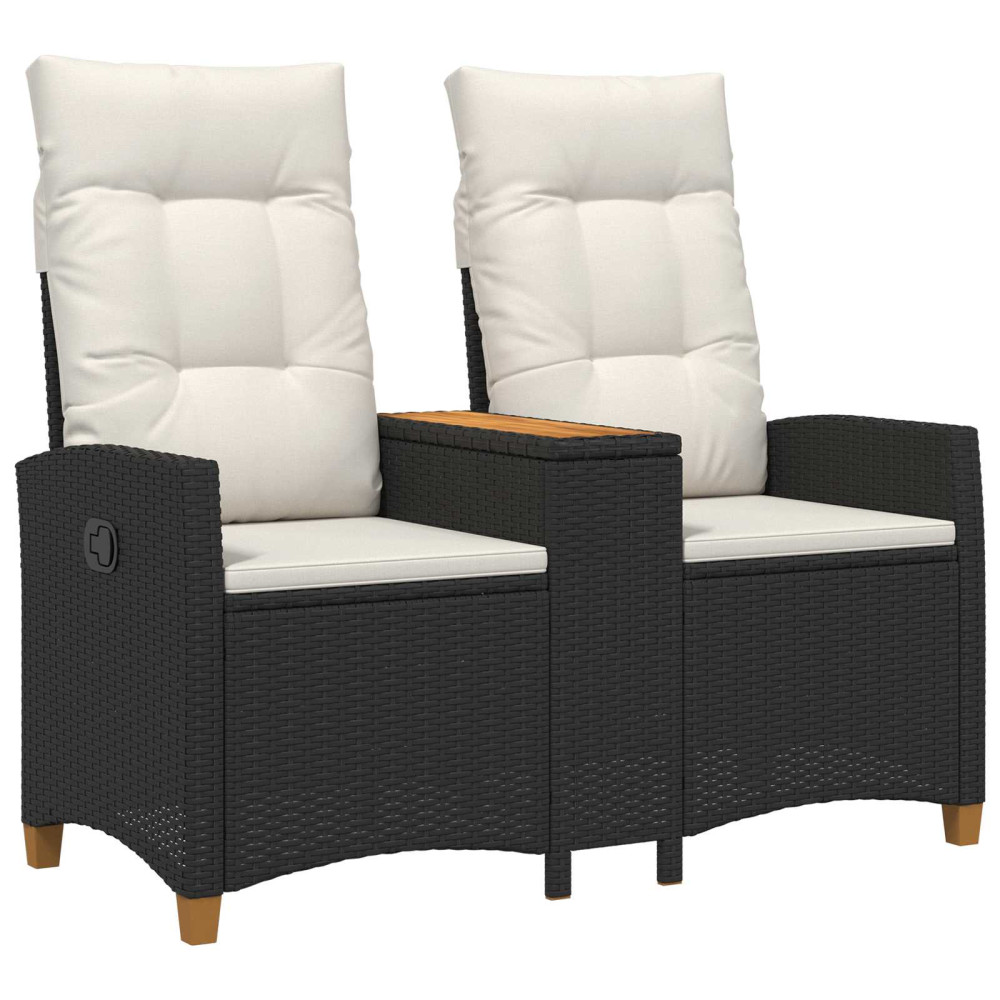 Produktbild för Reclining Bench with Table Svart och krämvit 126 x 65 x 112 cm