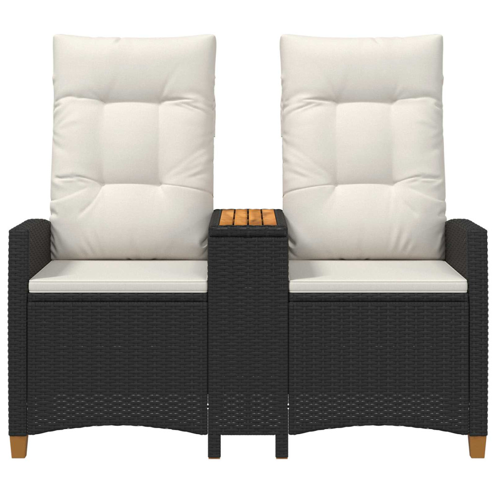Produktbild för Reclining Bench with Table Svart och krämvit 126 x 65 x 112 cm