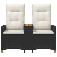 Produktbild för Reclining Bench with Table Svart och krämvit 126 x 65 x 112 cm