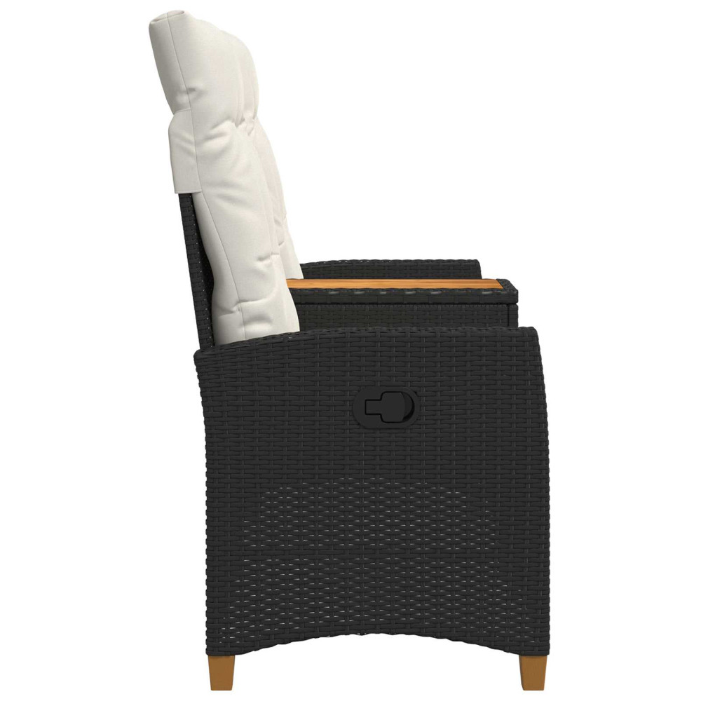 Produktbild för Reclining Bench with Table Svart och krämvit 126 x 65 x 112 cm