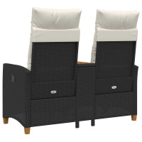 Produktbild för Reclining Bench with Table Svart och krämvit 126 x 65 x 112 cm