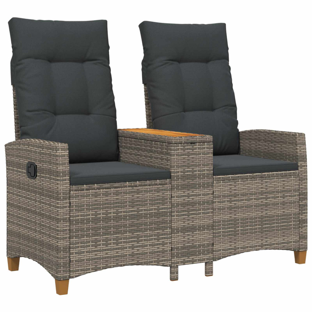 Produktbild för Reclining Bench with Table Grå och mörkgrå 126 x 65 x 112 cm