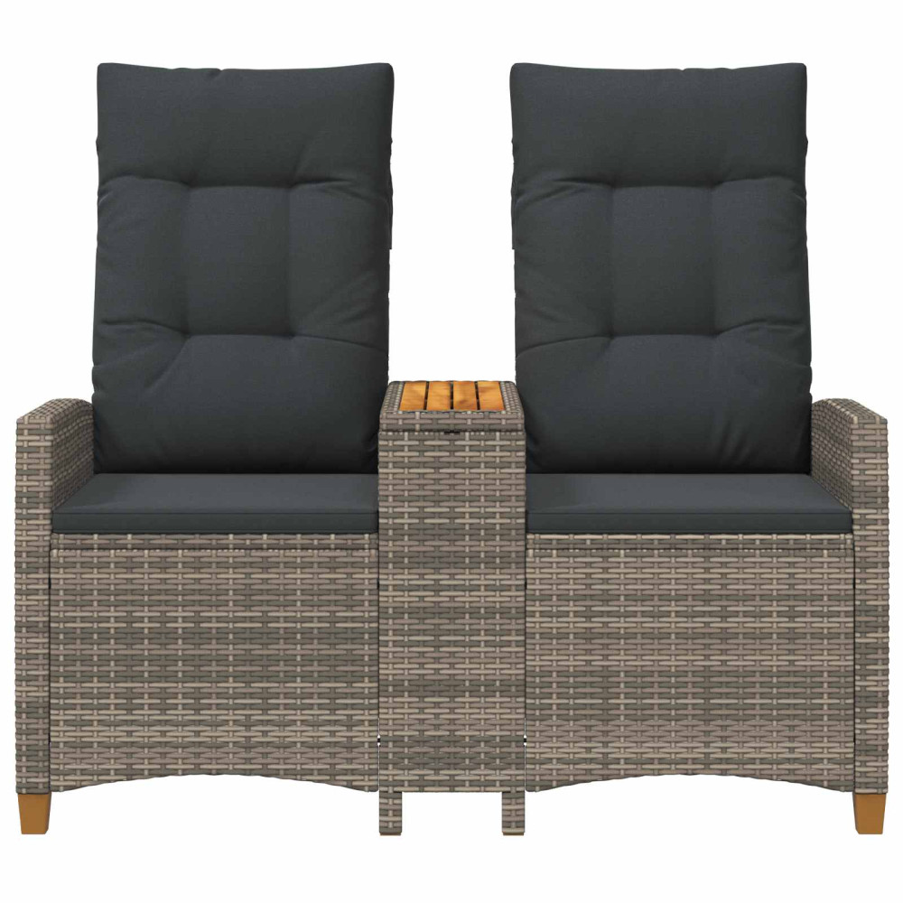 Produktbild för Reclining Bench with Table Grå och mörkgrå 126 x 65 x 112 cm