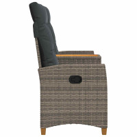 Produktbild för Reclining Bench with Table Grå och mörkgrå 126 x 65 x 112 cm