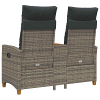 Produktbild för Reclining Bench with Table Grå och mörkgrå 126 x 65 x 112 cm