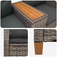 Produktbild för Reclining Bench with Table Grå och mörkgrå 126 x 65 x 112 cm