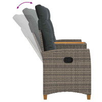 Produktbild för Reclining Bench with Table Grå och mörkgrå 126 x 65 x 112 cm