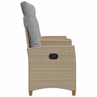 Produktbild för Reclining Bench with Table Beige och Ljusgrå 126 x 65 x 112 cm