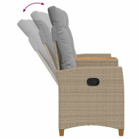 Produktbild för Reclining Bench with Table Beige och Ljusgrå 126 x 65 x 112 cm
