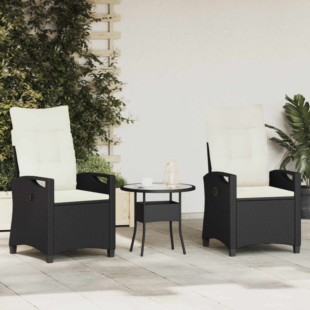 Produktbild för Trädgård Stol 2 pcs Svart och kräm 56 x 60 x 112 cm