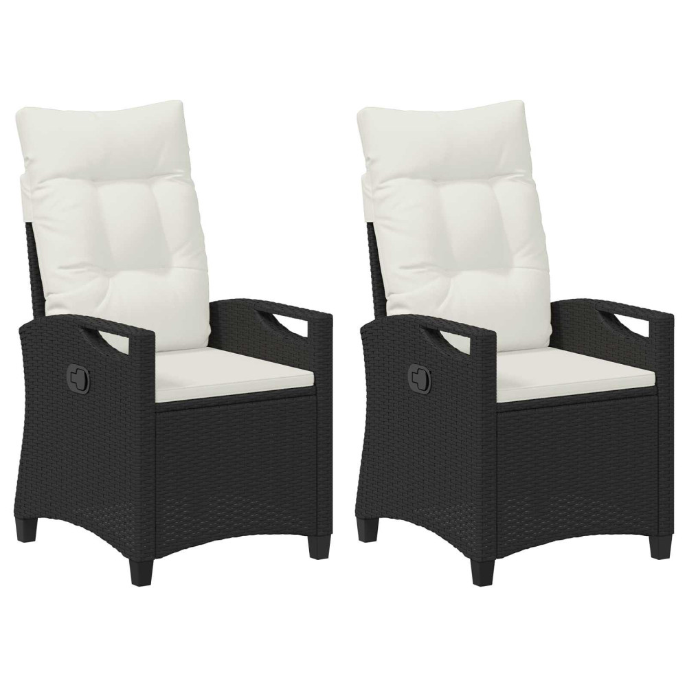 Produktbild för Trädgård Stol 2 pcs Svart och kräm 56 x 60 x 112 cm