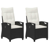 Produktbild för Trädgård Stol 2 pcs Svart och kräm 56 x 60 x 112 cm