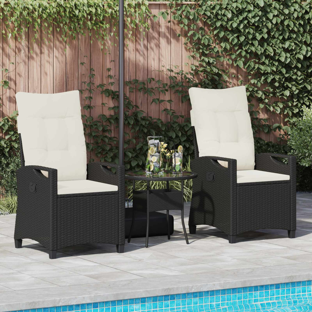 Produktbild för Trädgård Stol 2 pcs Svart och kräm 56 x 60 x 112 cm