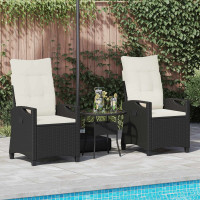 Produktbild för Trädgård Stol 2 pcs Svart och kräm 56 x 60 x 112 cm