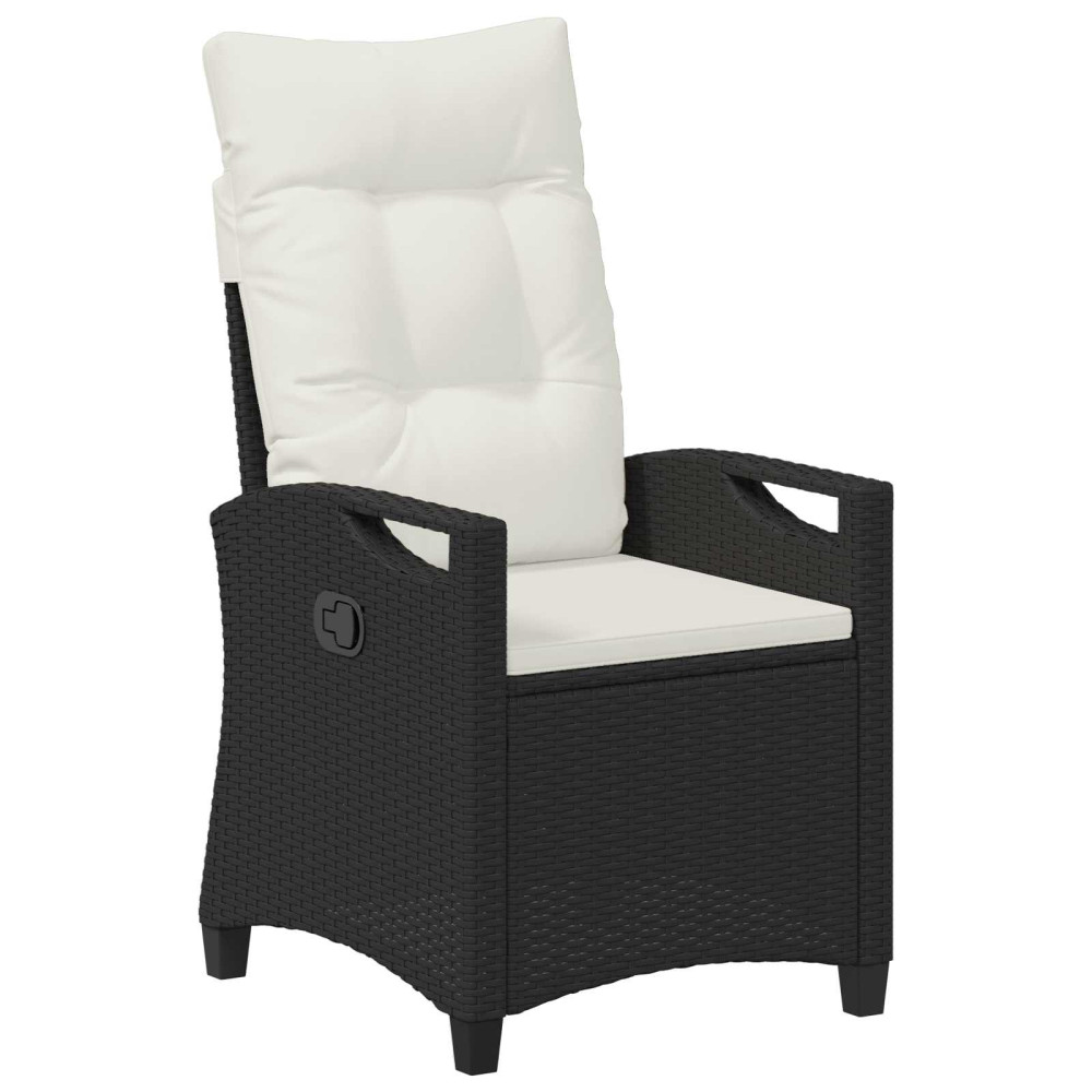 Produktbild för Trädgård Stol 2 pcs Svart och kräm 56 x 60 x 112 cm