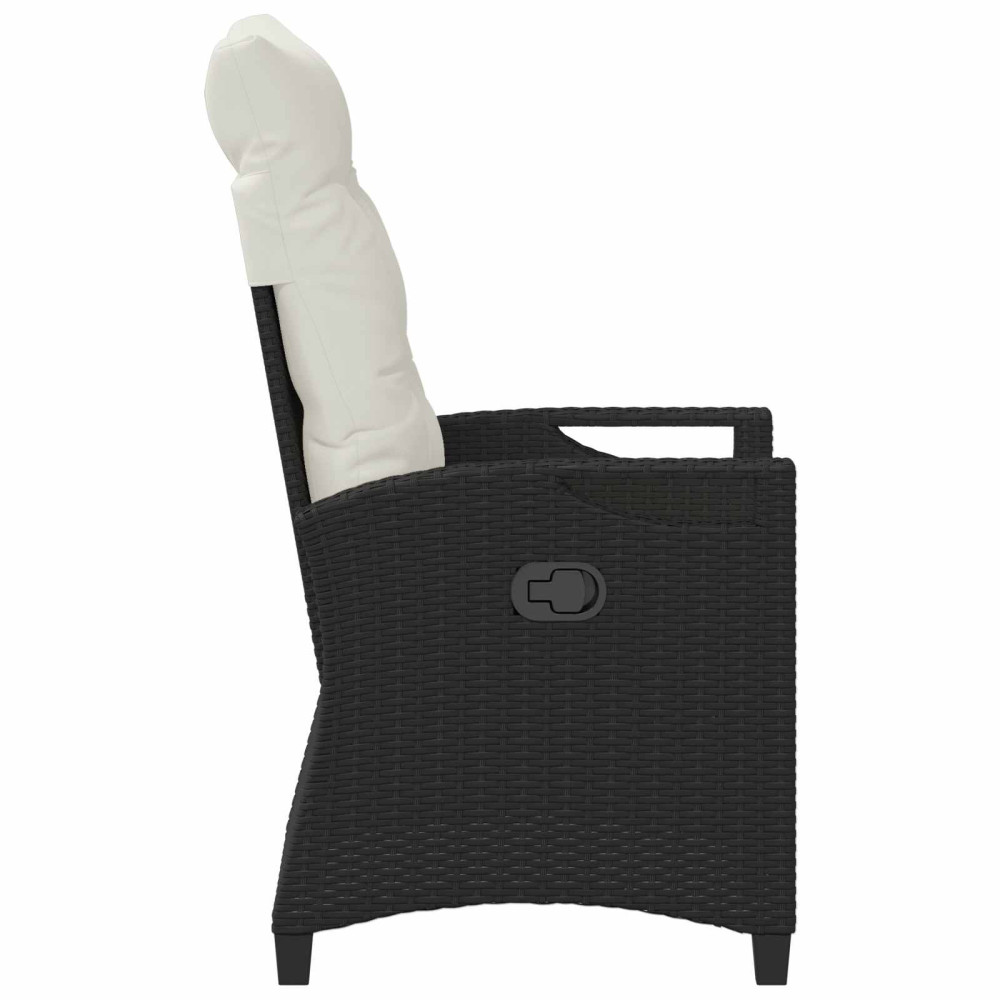 Produktbild för Trädgård Stol 2 pcs Svart och kräm 56 x 60 x 112 cm