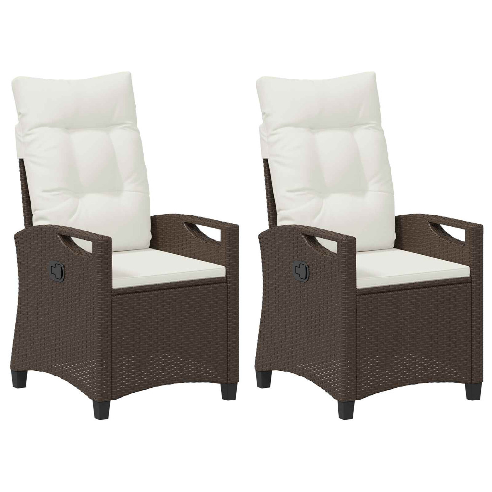 Produktbild för Trädgård Stol 2 pcs Brun och Kräm 56 x 60 x 112 cm