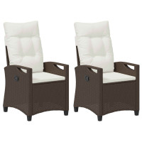 Produktbild för Trädgård Stol 2 pcs Brun och Kräm 56 x 60 x 112 cm