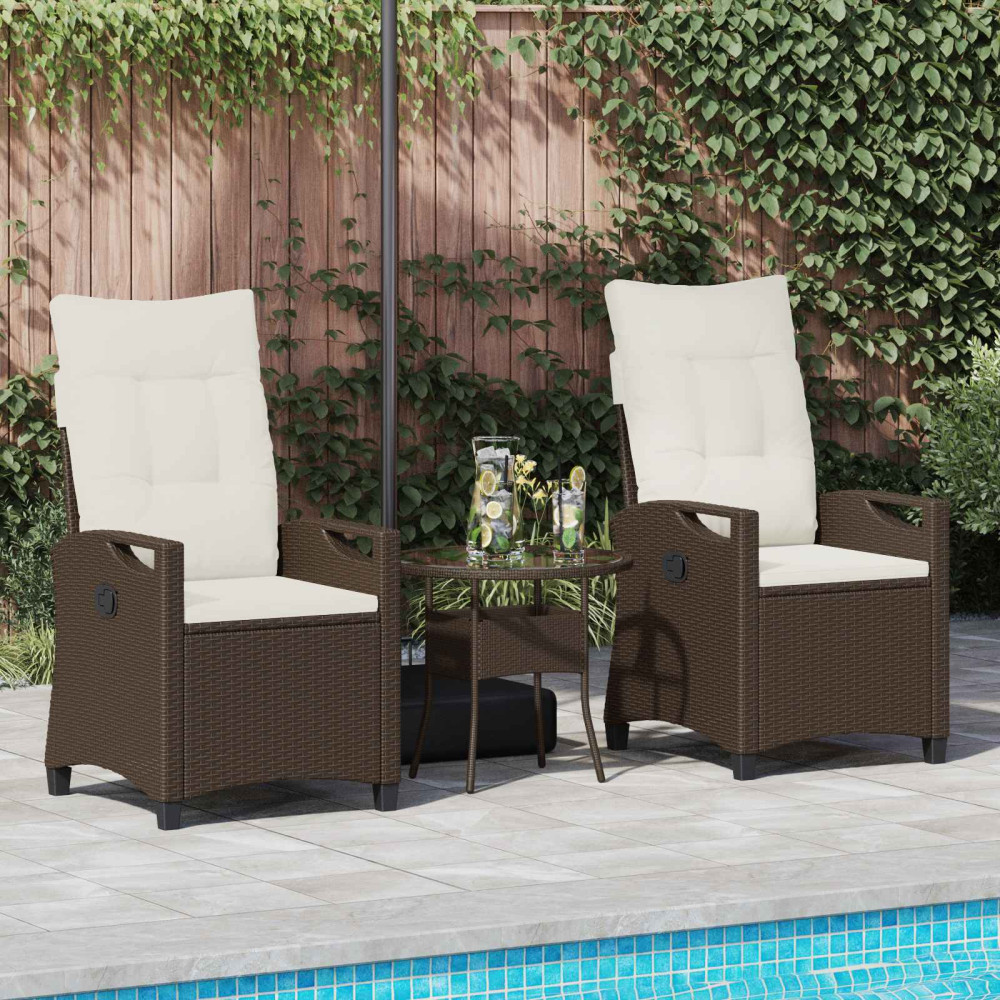Produktbild för Trädgård Stol 2 pcs Brun och Kräm 56 x 60 x 112 cm
