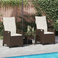 Produktbild för Trädgård Stol 2 pcs Brun och Kräm 56 x 60 x 112 cm