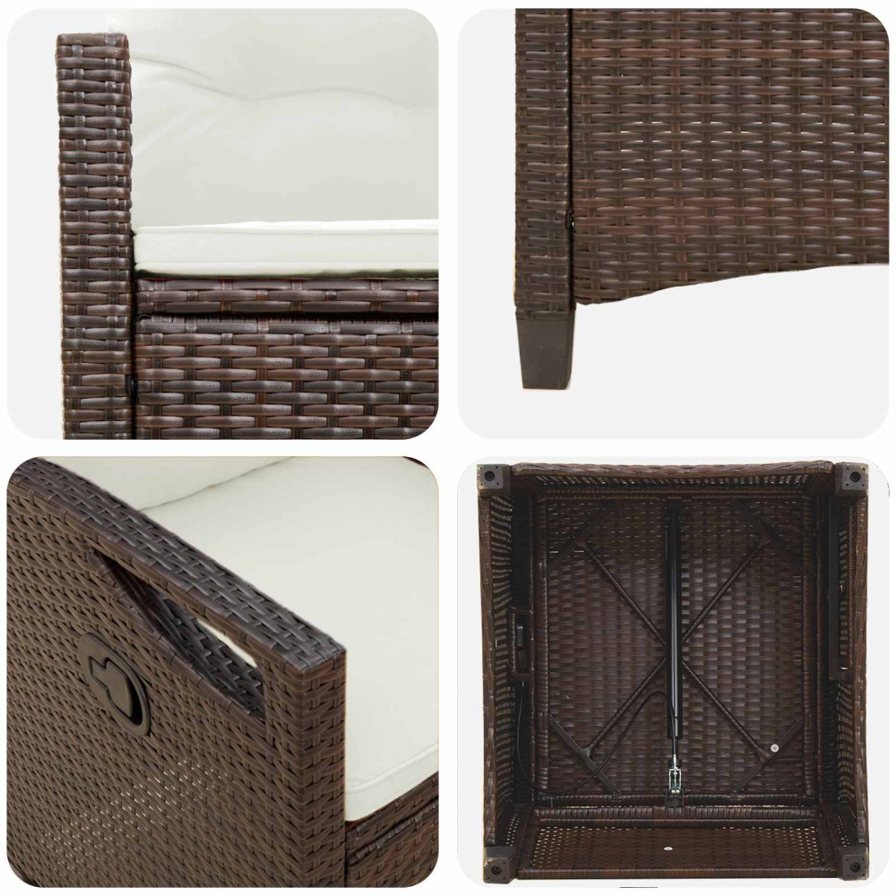 Produktbild för Trädgård Stol 2 pcs Brun och Kräm 56 x 60 x 112 cm