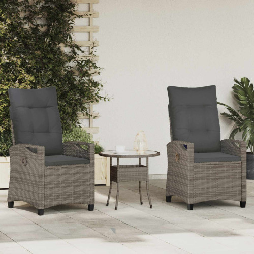vidaXL Trädgård Stol 2 pcs Grå och mörkgrå 56 x 60 x 112 cm