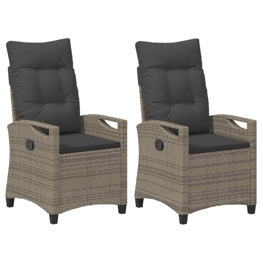 Produktbild för Trädgård Stol 2 pcs Grå och mörkgrå 56 x 60 x 112 cm