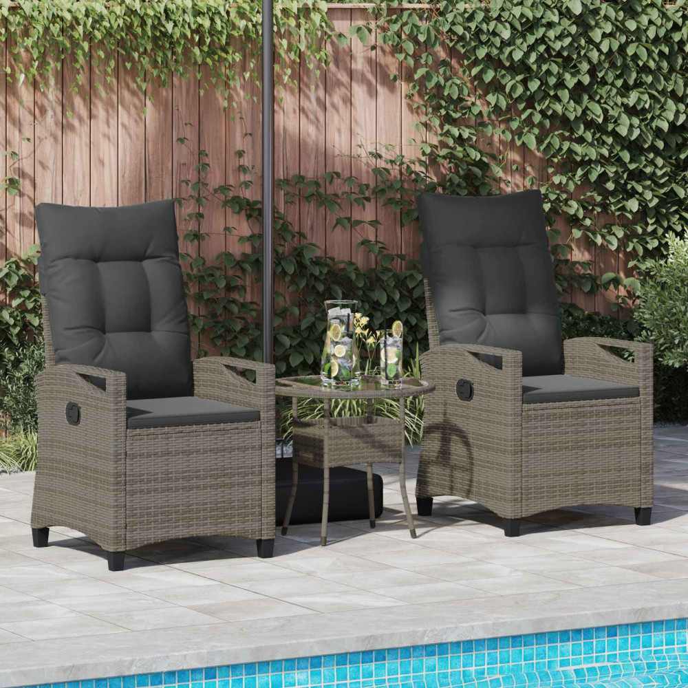 Produktbild för Trädgård Stol 2 pcs Grå och mörkgrå 56 x 60 x 112 cm
