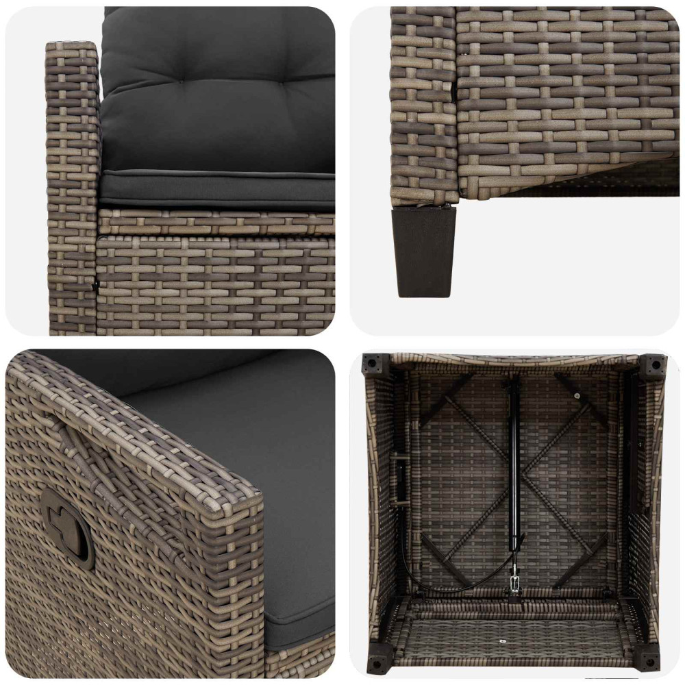 Produktbild för Trädgård Stol 2 pcs Grå och mörkgrå 56 x 60 x 112 cm