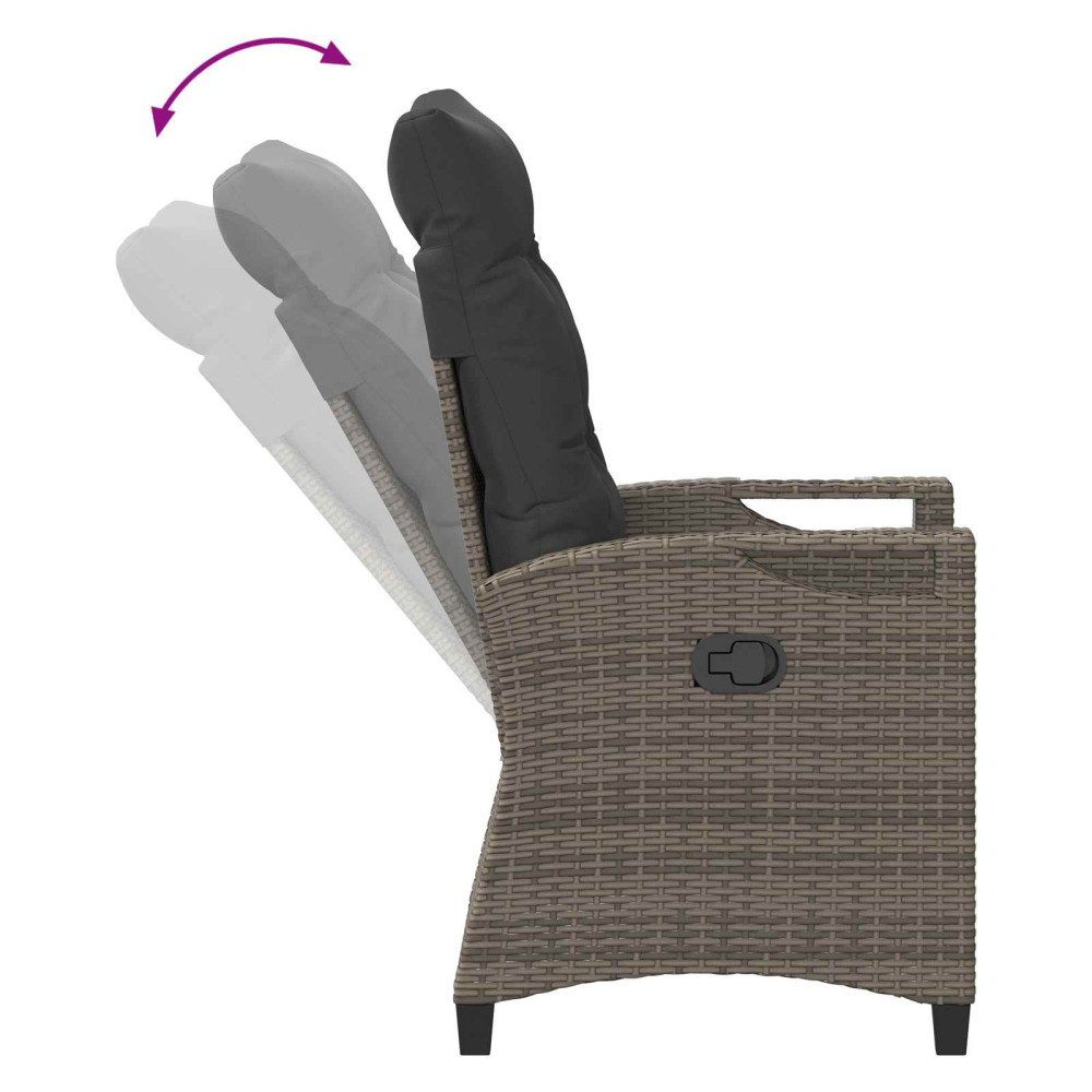 Produktbild för Trädgård Stol 2 pcs Grå och mörkgrå 56 x 60 x 112 cm
