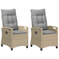 Produktbild för Trädgård Stol 2 pcs Beige och Ljusgrå 56 x 60 x 112 cm