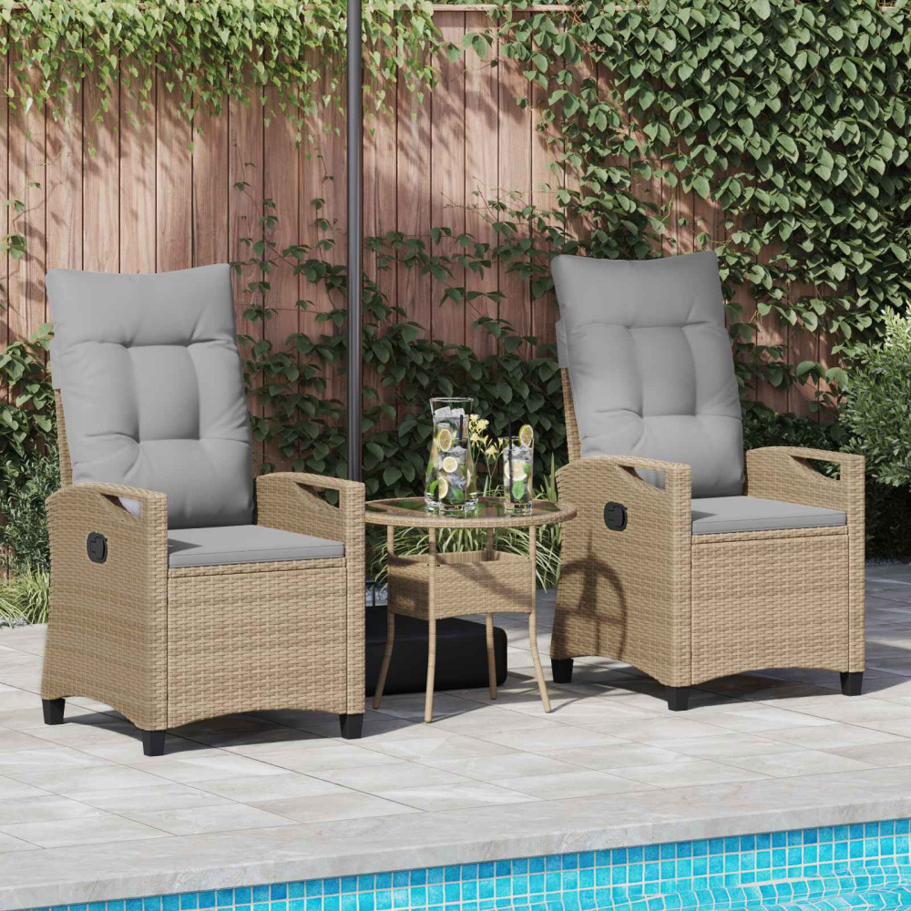 Produktbild för Trädgård Stol 2 pcs Beige och Ljusgrå 56 x 60 x 112 cm