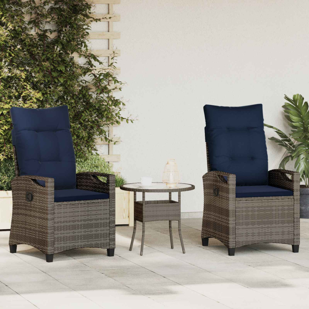 Produktbild för Trädgård Stol 2 pcs grått och marinblått 56 x 60 x 112 cm