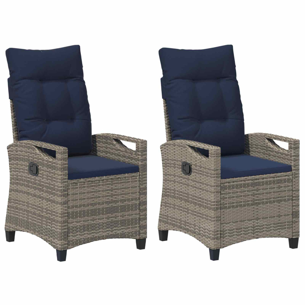 Produktbild för Trädgård Stol 2 pcs grått och marinblått 56 x 60 x 112 cm