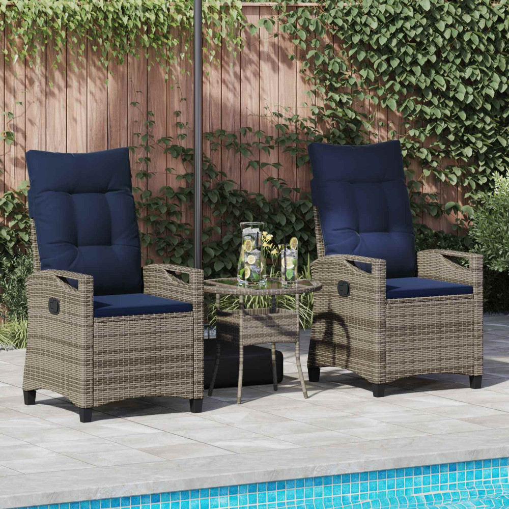 Produktbild för Trädgård Stol 2 pcs grått och marinblått 56 x 60 x 112 cm