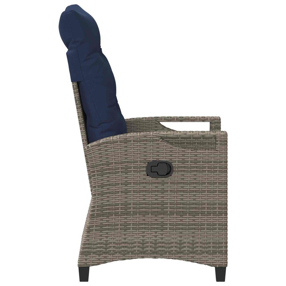 Produktbild för Trädgård Stol 2 pcs grått och marinblått 56 x 60 x 112 cm