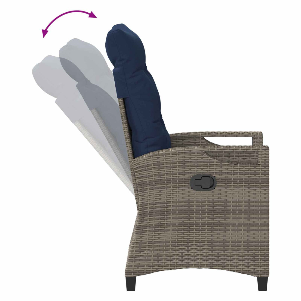 Produktbild för Trädgård Stol 2 pcs grått och marinblått 56 x 60 x 112 cm