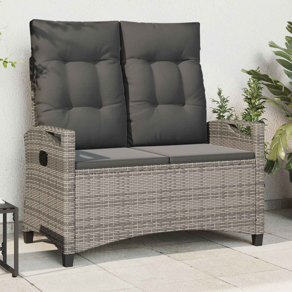 Produktbild för Trädgårdsbänk med kudde Grå och mörkgrå 105 x 60 x 112 cm