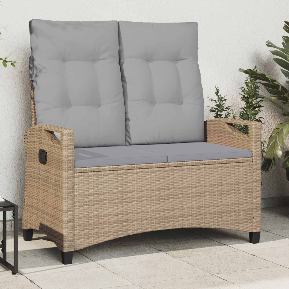 Produktbild för Trädgårdsbänk med kudde Beige och Ljusgrå 105 x 60 x 112 cm