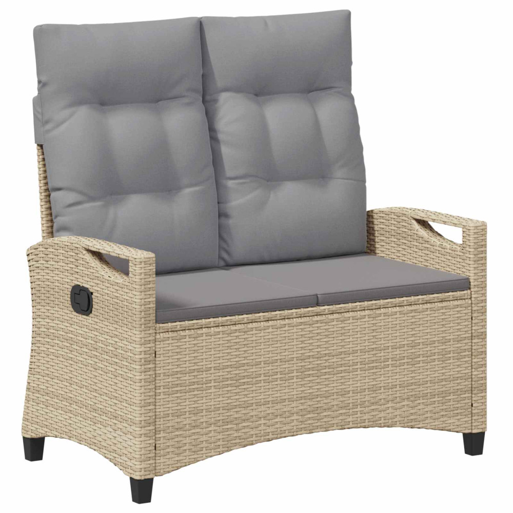Produktbild för Trädgårdsbänk med kudde Beige och Ljusgrå 105 x 60 x 112 cm