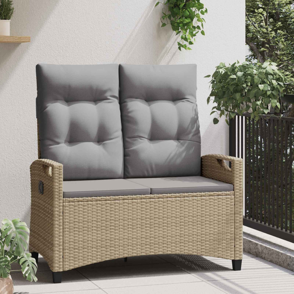 Produktbild för Trädgårdsbänk med kudde Beige och Ljusgrå 105 x 60 x 112 cm