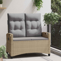 Produktbild för Trädgårdsbänk med kudde Beige och Ljusgrå 105 x 60 x 112 cm