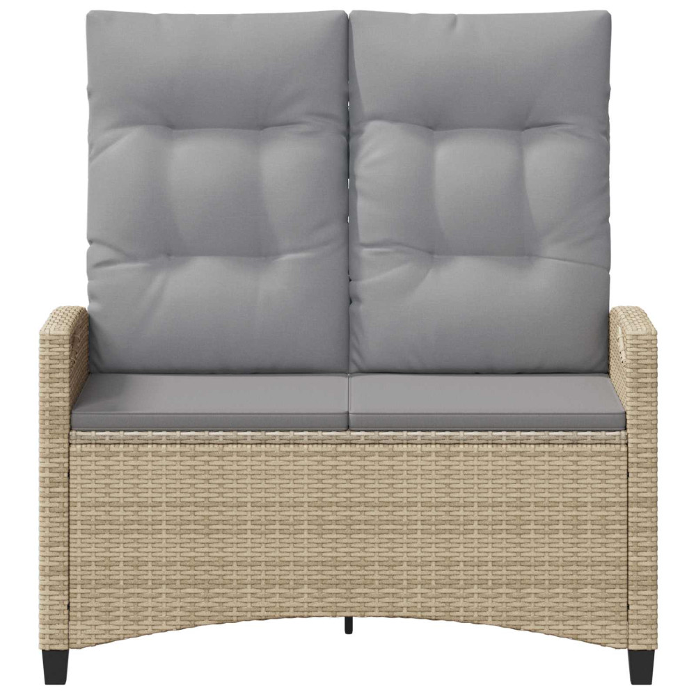 Produktbild för Trädgårdsbänk med kudde Beige och Ljusgrå 105 x 60 x 112 cm