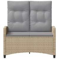 Produktbild för Trädgårdsbänk med kudde Beige och Ljusgrå 105 x 60 x 112 cm