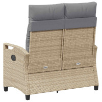 Produktbild för Trädgårdsbänk med kudde Beige och Ljusgrå 105 x 60 x 112 cm