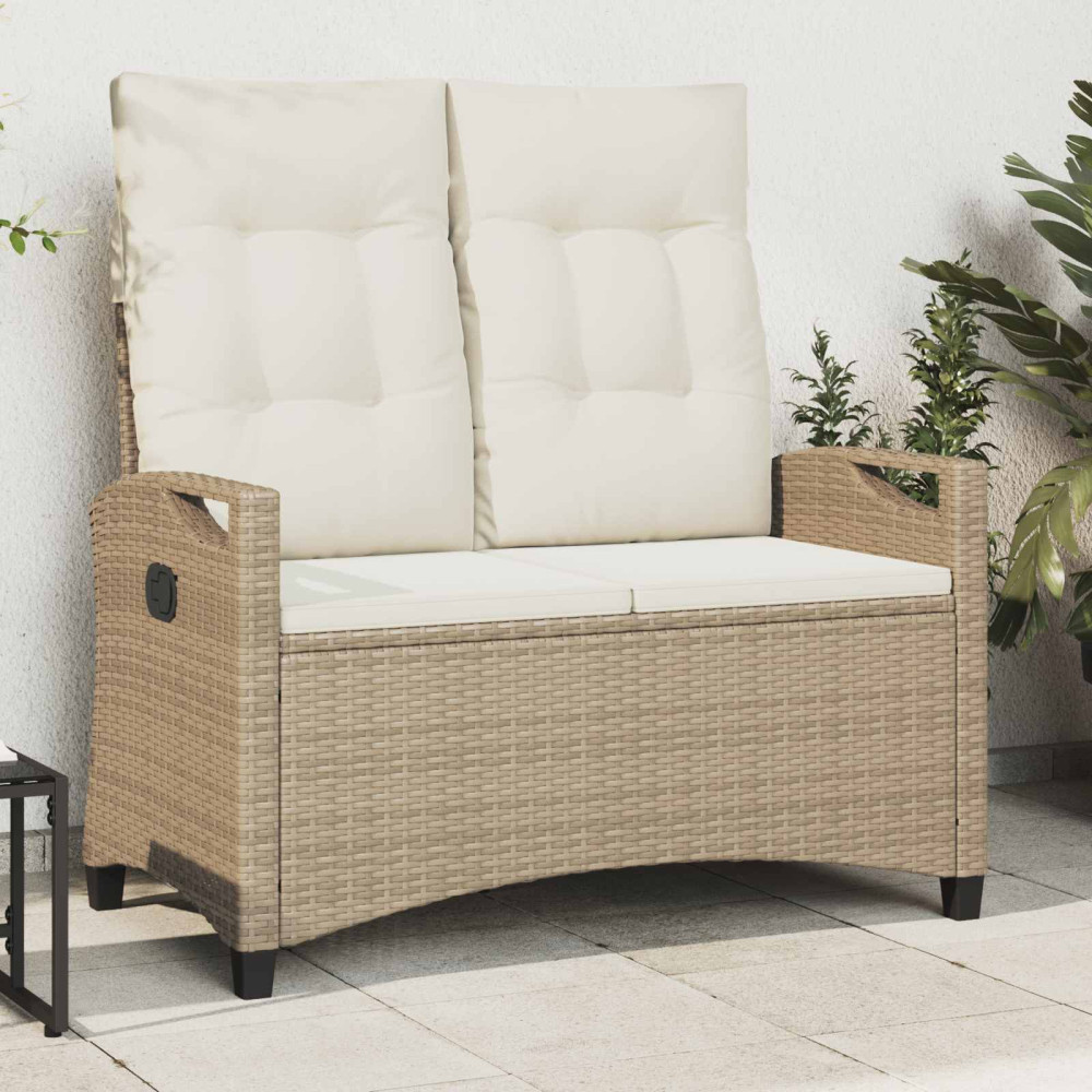 Produktbild för Trädgårdsbänk med kudde Beige och gräddfärgad 105 x 60 x 112 cm