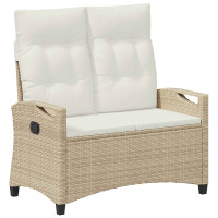Produktbild för Trädgårdsbänk med kudde Beige och gräddfärgad 105 x 60 x 112 cm