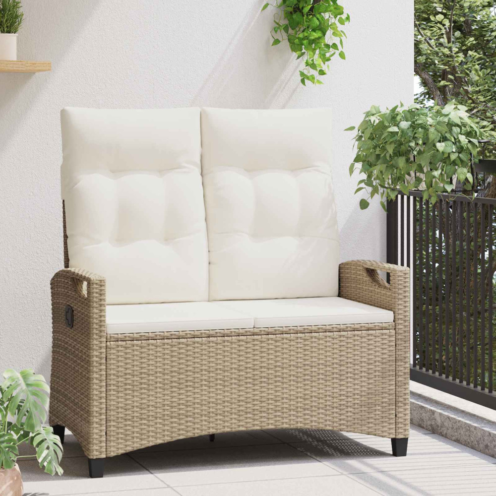 Produktbild för Trädgårdsbänk med kudde Beige och gräddfärgad 105 x 60 x 112 cm