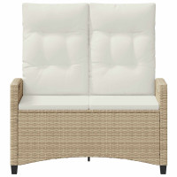 Produktbild för Trädgårdsbänk med kudde Beige och gräddfärgad 105 x 60 x 112 cm