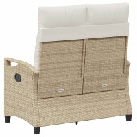Produktbild för Trädgårdsbänk med kudde Beige och gräddfärgad 105 x 60 x 112 cm